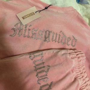 Pink Diamante Velour Co ord Set